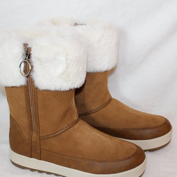 UGG TYNLEE SUEDE TALL FUR BOOTS‎ CHESTNUT - Picture 6 of 8